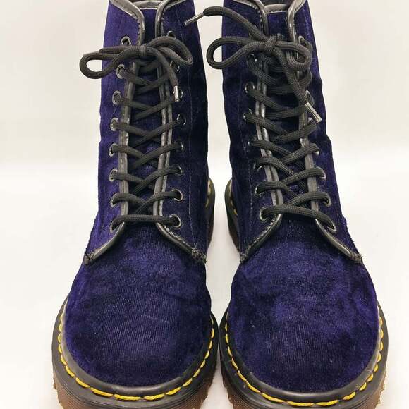 1990s Vintage Dr. Martens 1460 Pascal Purple Velvet Boots - Picture 4 of 7